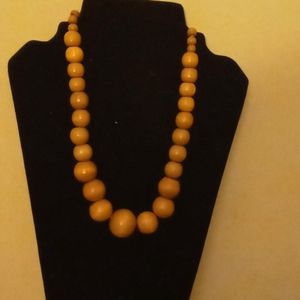Wood Round Beaded Retro Necklace